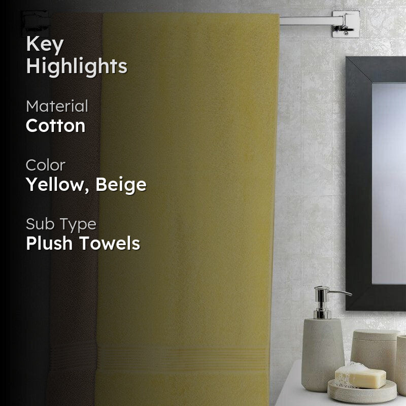 Bodil Bath Towel (Yellow & Beige) - Set Of Two media 2