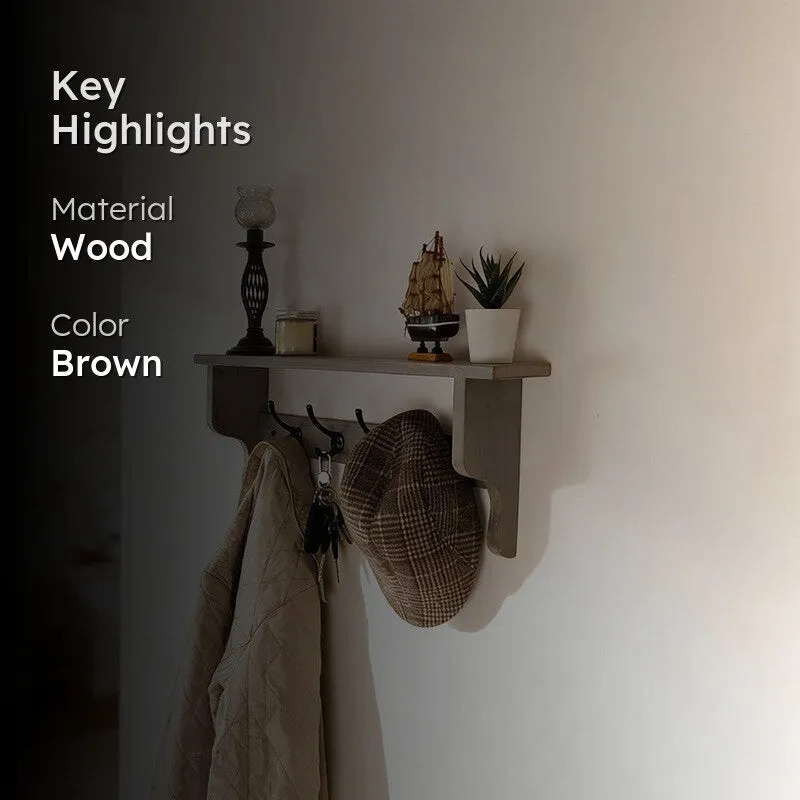 Virasat Wooden Wall Shelf Organiser with Key Holders media 2