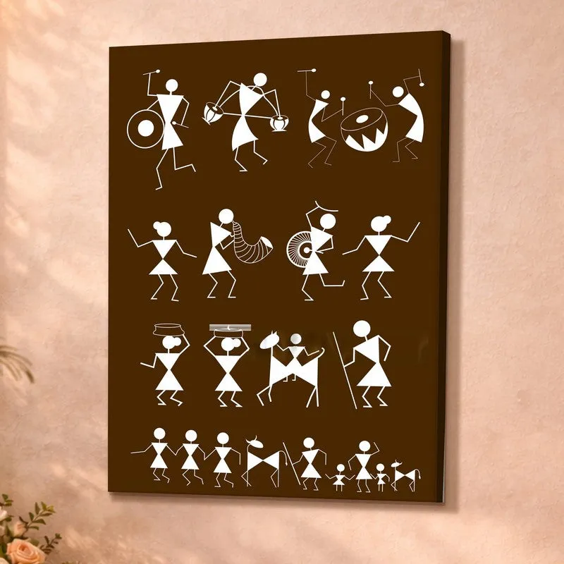 Moonlight Warli Canvas Wall Art & Paintings media 4