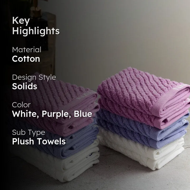 Nautica Riviera Soft Cotton Hand & Face Towel (White,Blue & Lilac) - Set Of Twelve media 2