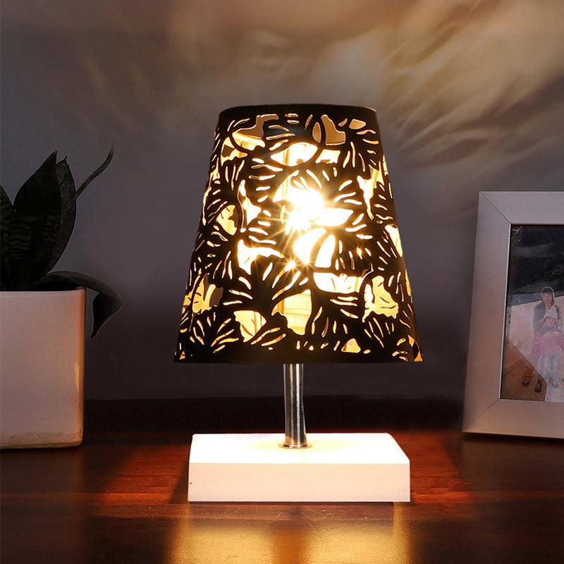 Alsa Flora Etched Metal Table Lamp - Black,White
