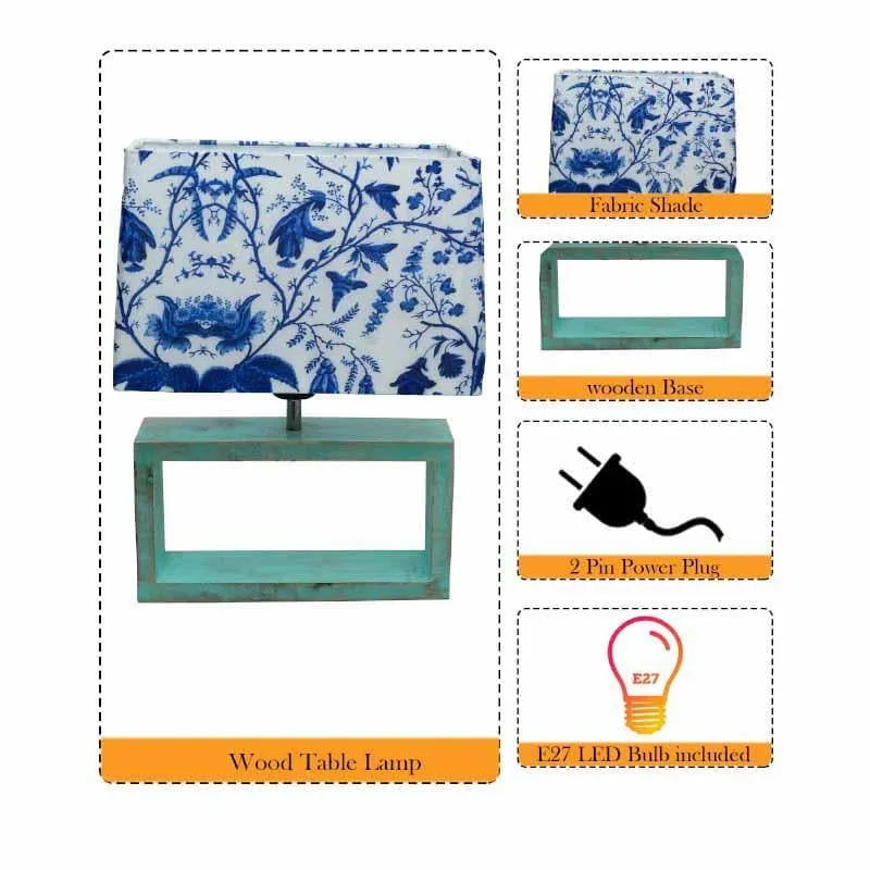 Marina Block Beauty Fabric Table Lamp - White,Blue media 5