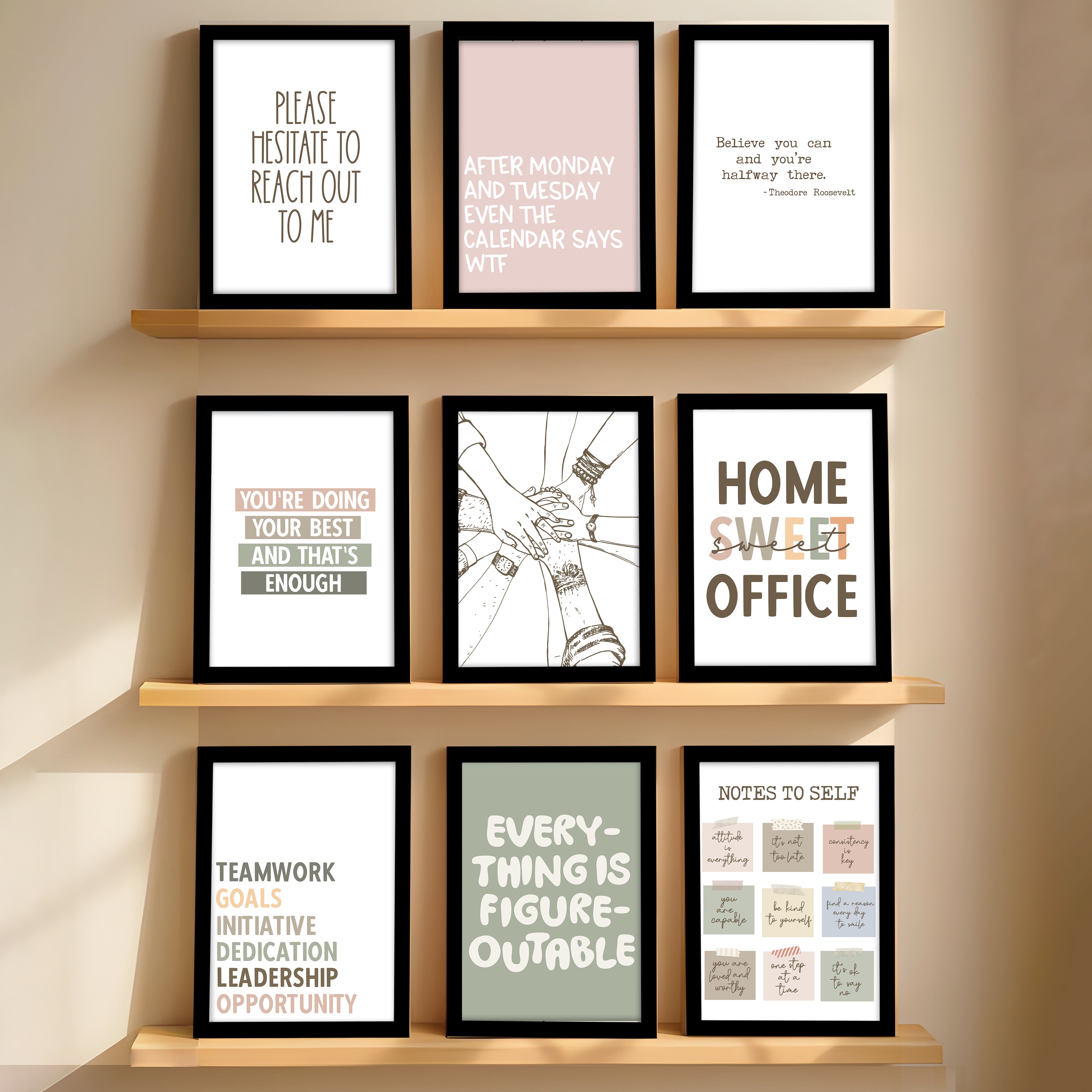 Minimal Motivation Wall Art Collection - Set Of Nine