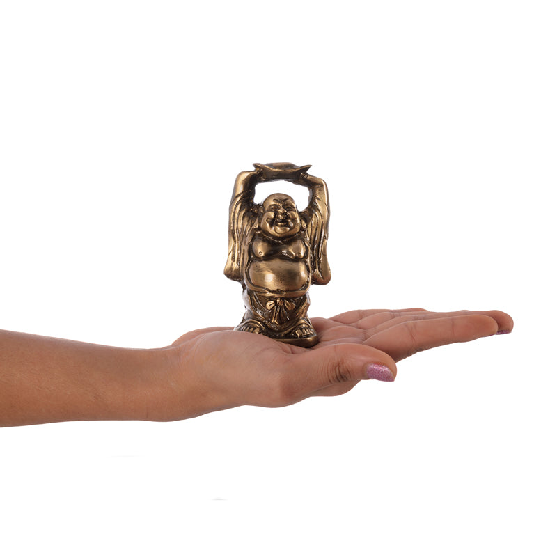 Antique Brass Laughing Buddha Monk media 7