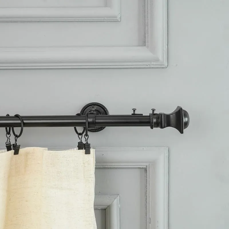 Cubera Duo Extendable 1" Double Curtain Rods With Urn Finial & Brackets media 3