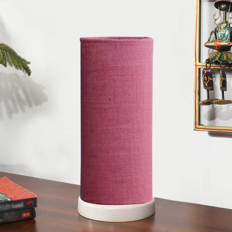 Esto Tower Wooden Table Lamp With Jute Shade - Pink,White media 3