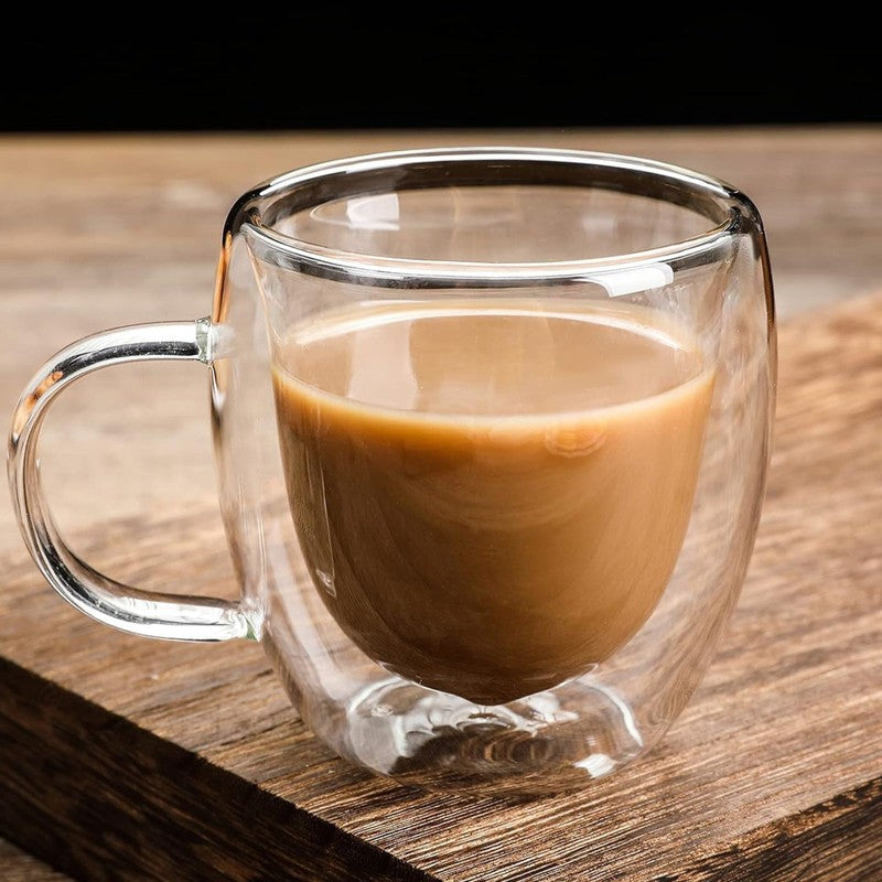 Elegant Glass Coffee Mug (80 mL Each) - Set Of Two media 4
