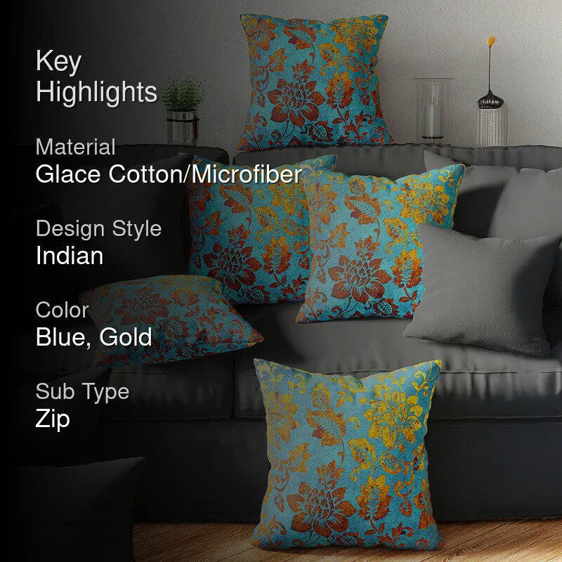 Aurum Fleur Printed Cushion Cover Set - Set Of Five media 2