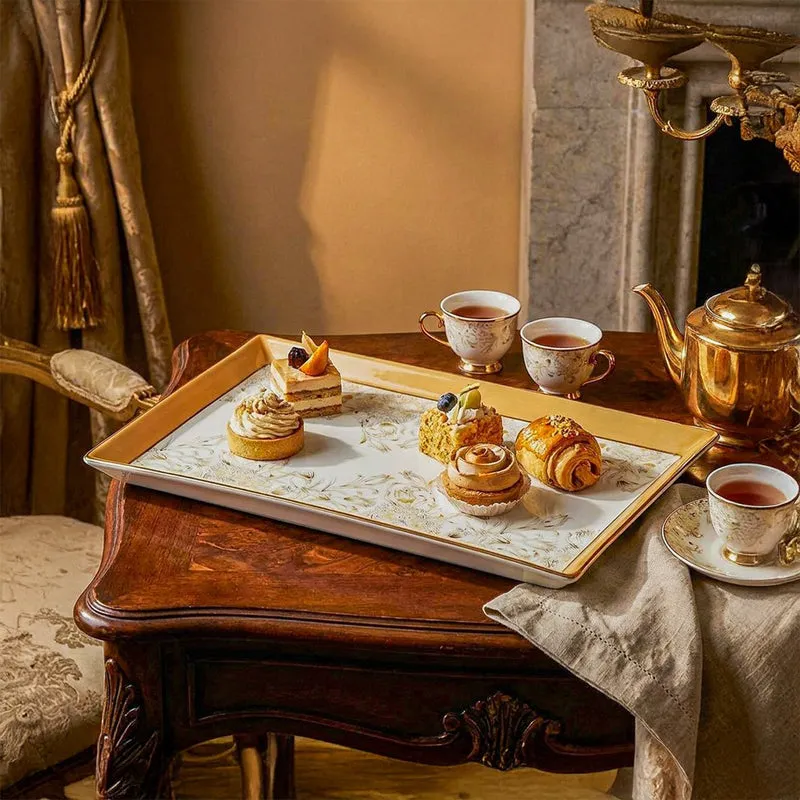 Gilded Iris Diningware Porcelain Platter - Gold media 1
