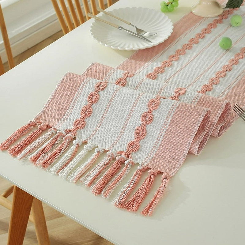 Elegant Peach Blossom Cotton Table Runner media 5