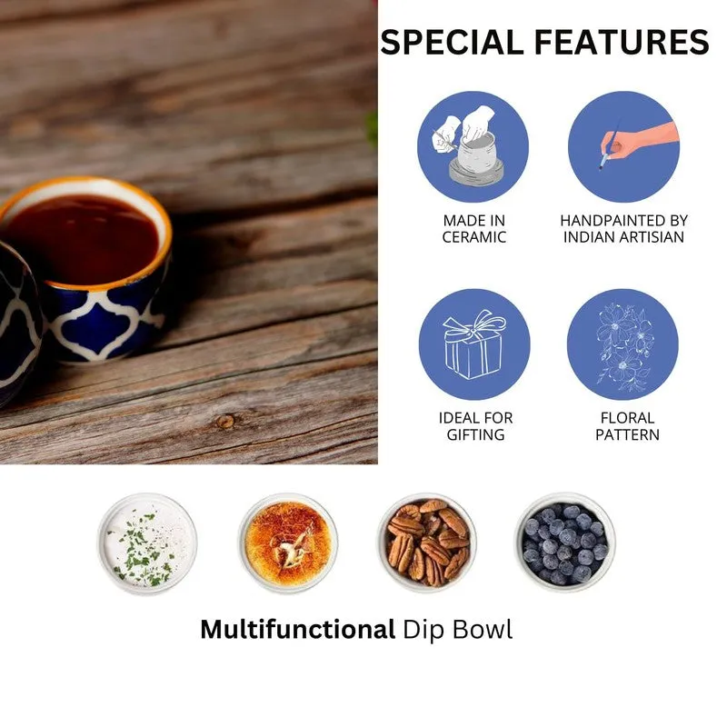 Servique Ceramic Dip Bowls (Blue,Yellow,40 mL Each) - Set Of Six media 7