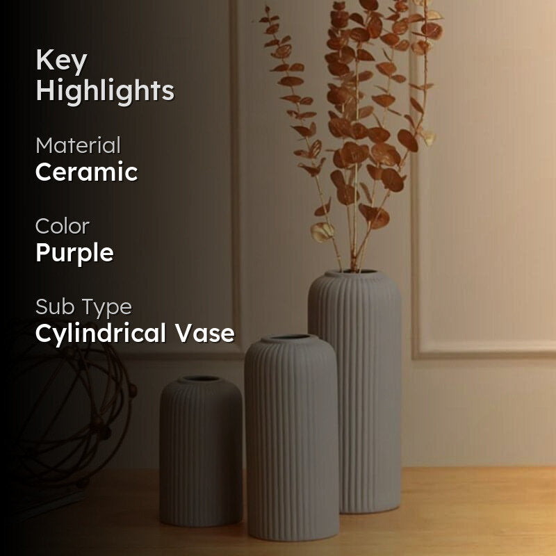 Pasha Ceramic Vase (Grey) - Set Of Three media 2
