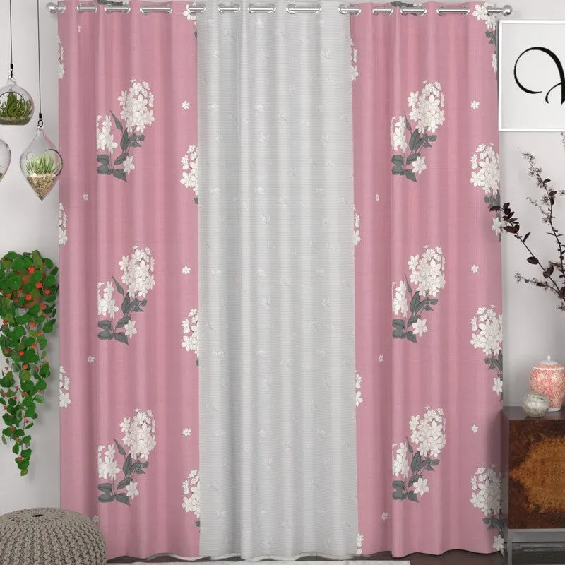 Blue FloraBliss Curtains - Set of Three media 1
