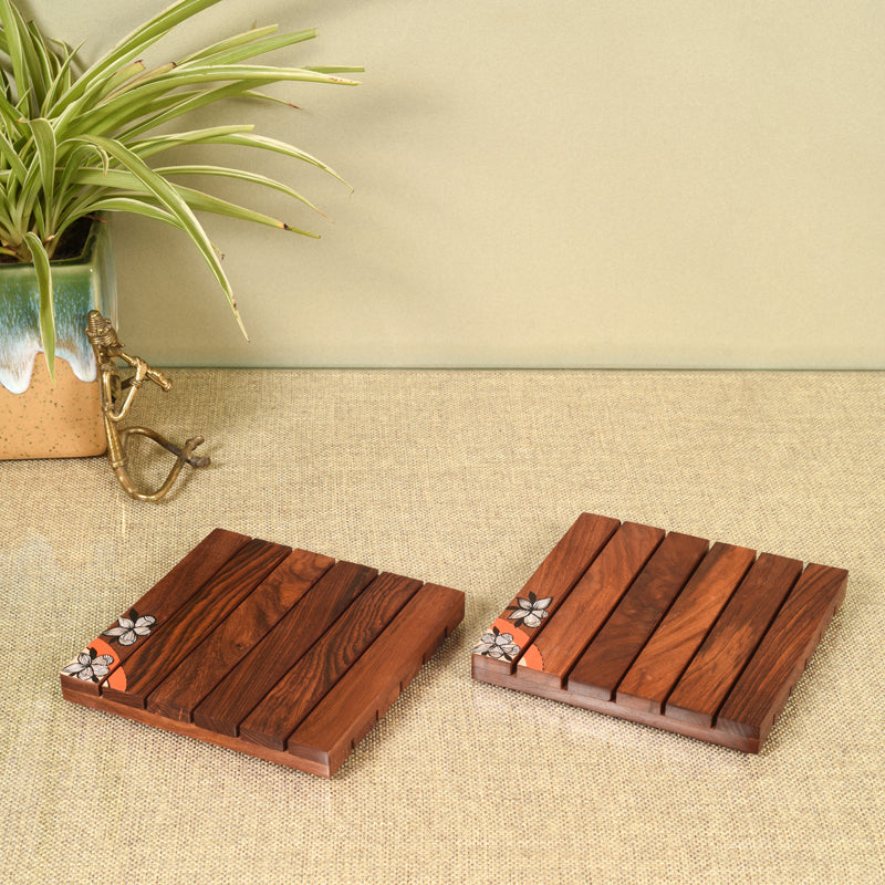Minerva Wooden Coaster - Set Of Two