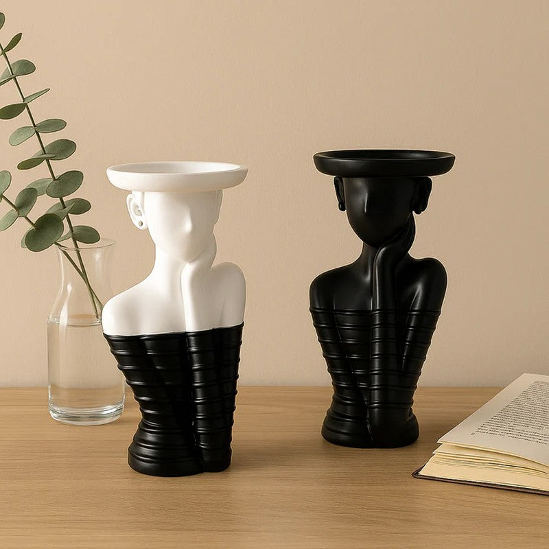 Modo Resin Candle Holder (Black & White) - Set Of Two media 4