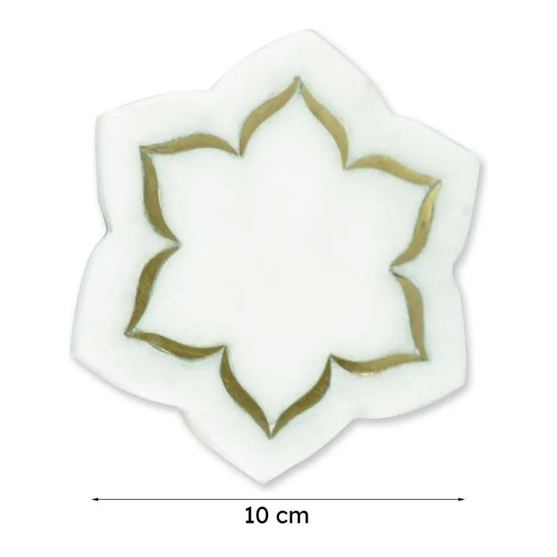 FleurCraft Marble Coaster With Brass Inlay - Set Of Two media 8