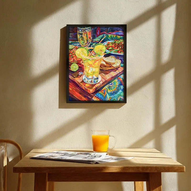 Vibrant Sip Archival Canvas Wall Art - Black media 1