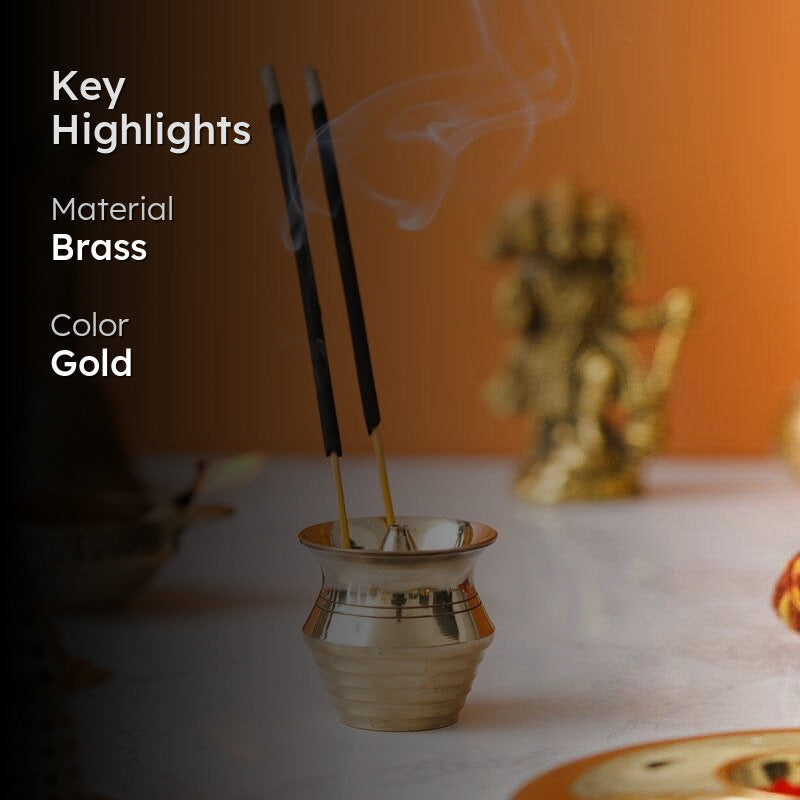 Brass Matka Incesnse Stick Holder media 2