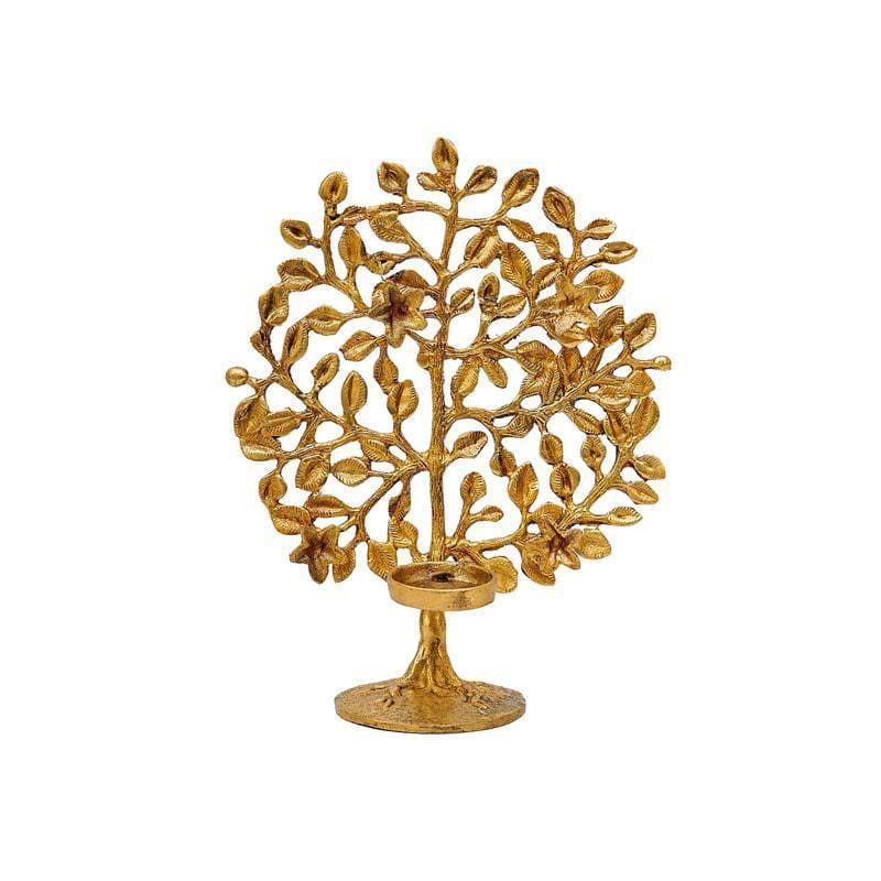 Brass Foliage Tea light Holder media 5