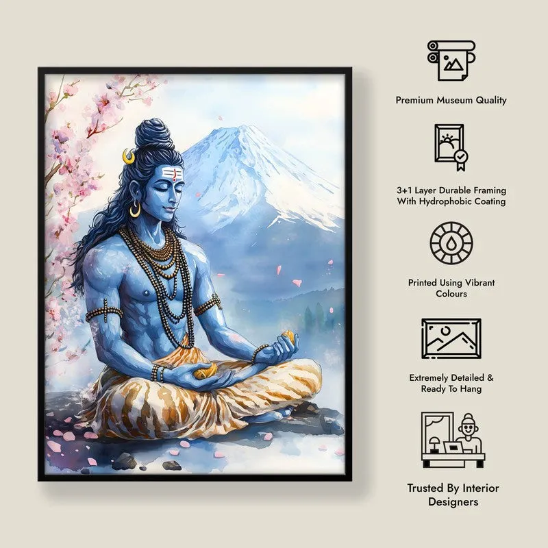 Mahakaleshwar Spiritual Archival Paper Wall Painting With Frame - Black media 8
