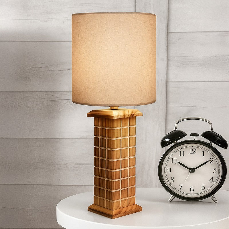 AuraBeam Stylish Wooden Table Lamp - Beige,Brown