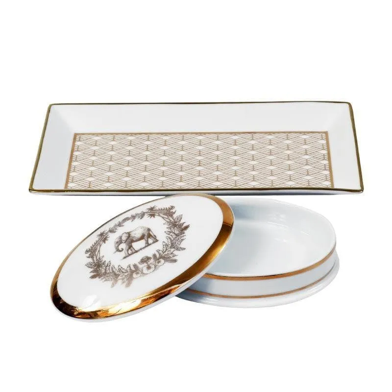 Fiona Glaze Trinket Tray with Box-2 Piece Set media 3