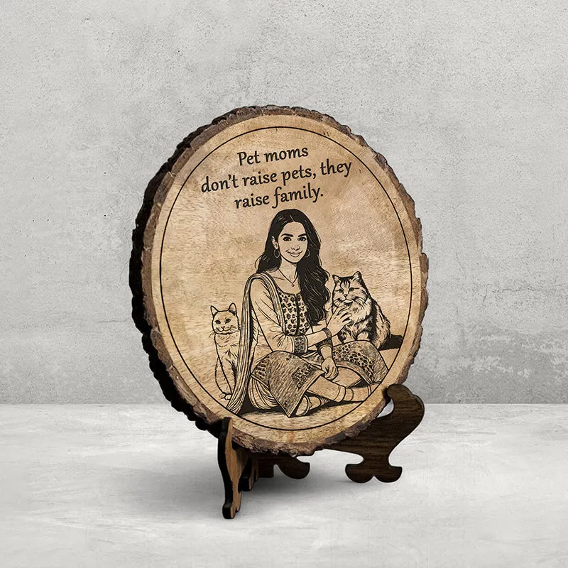 Pet Moms & Family Wood Showpiece - Round media 3