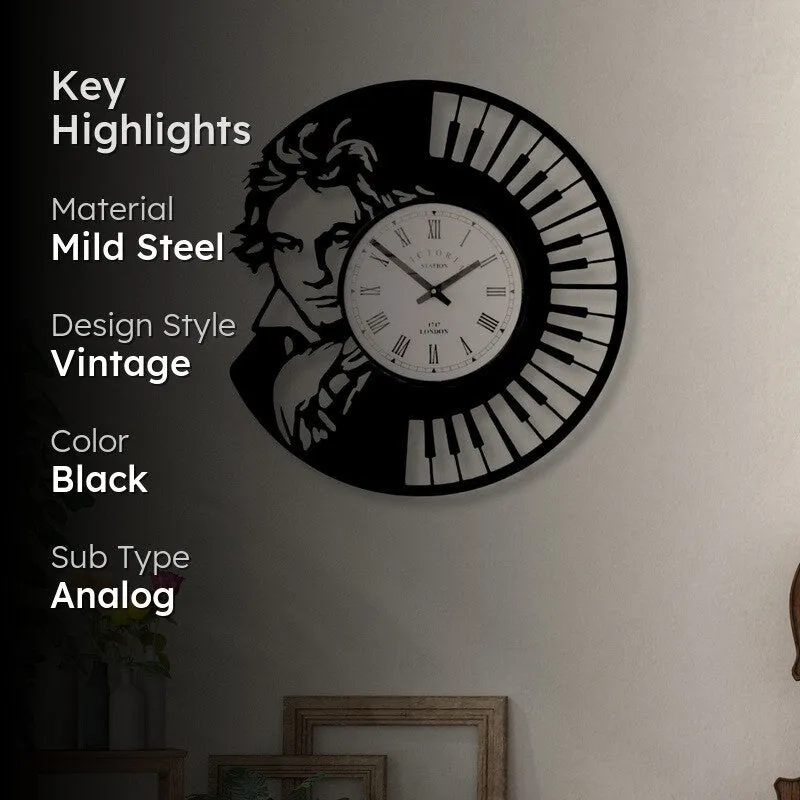 Blaze Steel Analog Wall Clock - Black media 2