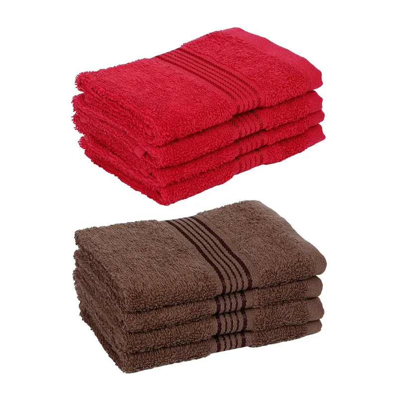 Bodil Face Towel (Red,Brown) - Set Of Eight media 5