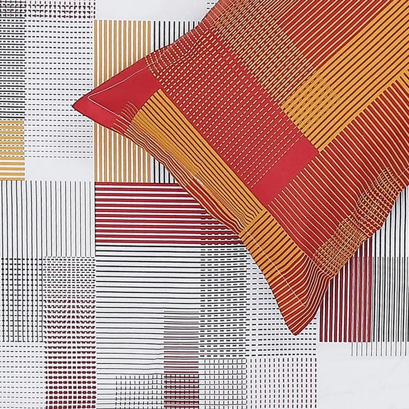 Monte Carlo Checkora Cotton Bedsheet (White,Orange) - 104 TC media 6