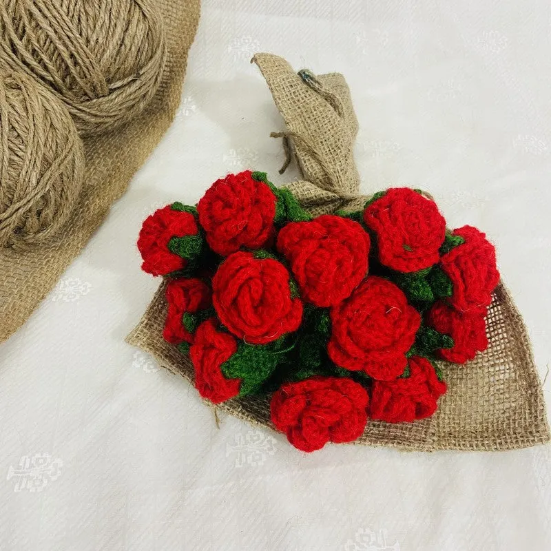 Crochet Handmade Rose Bouquet (Red) - Set of Twelve media 5