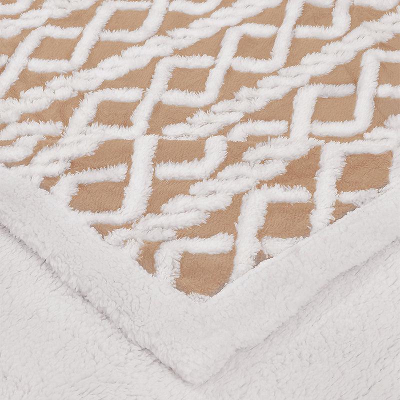 Oriella Geomatric Faux Fur Blanket (Brown)  - 210 GSM media 5
