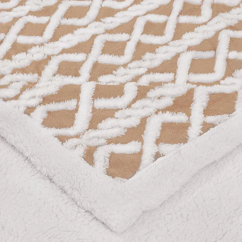 Oriella Geomatric Faux Fur Blanket (Brown) - 210 GSM media 5