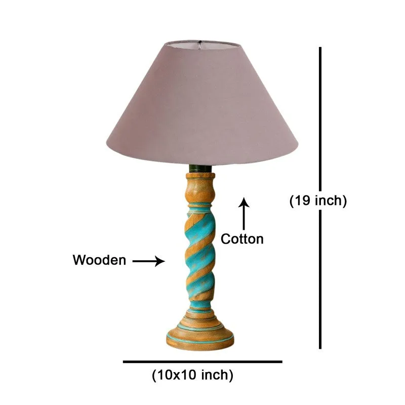 Elara Ziora Wooden Table Lamp - Grey media 8