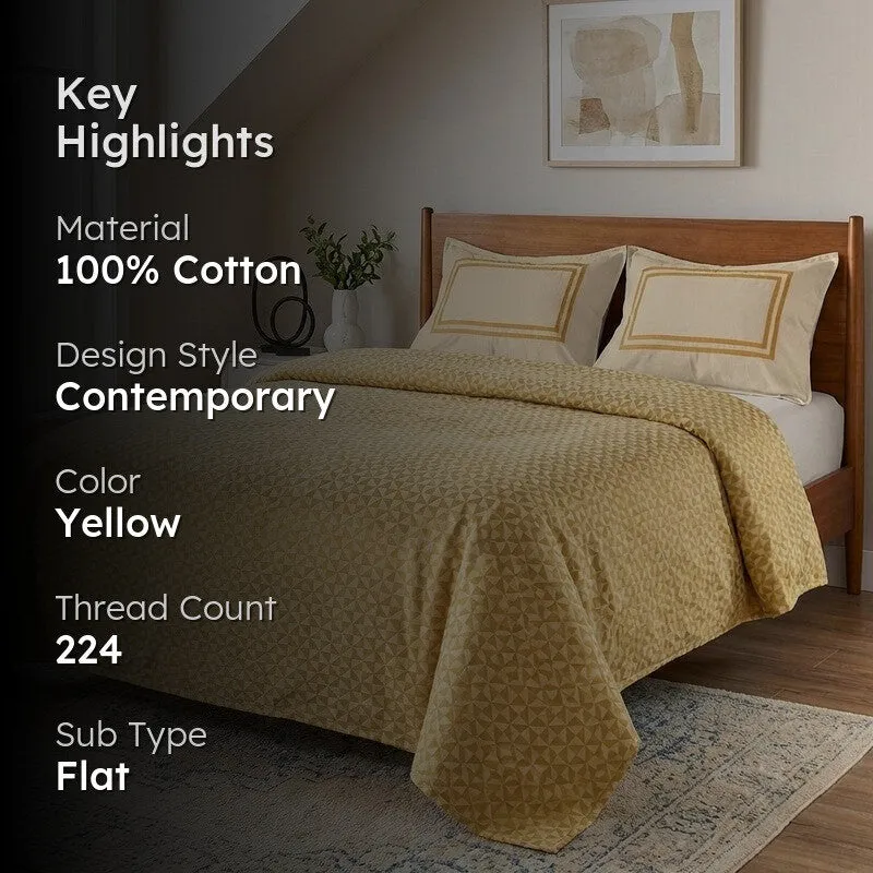 Pixel Nest Cotton Bedsheet (Yellow) - 224 TC media 2