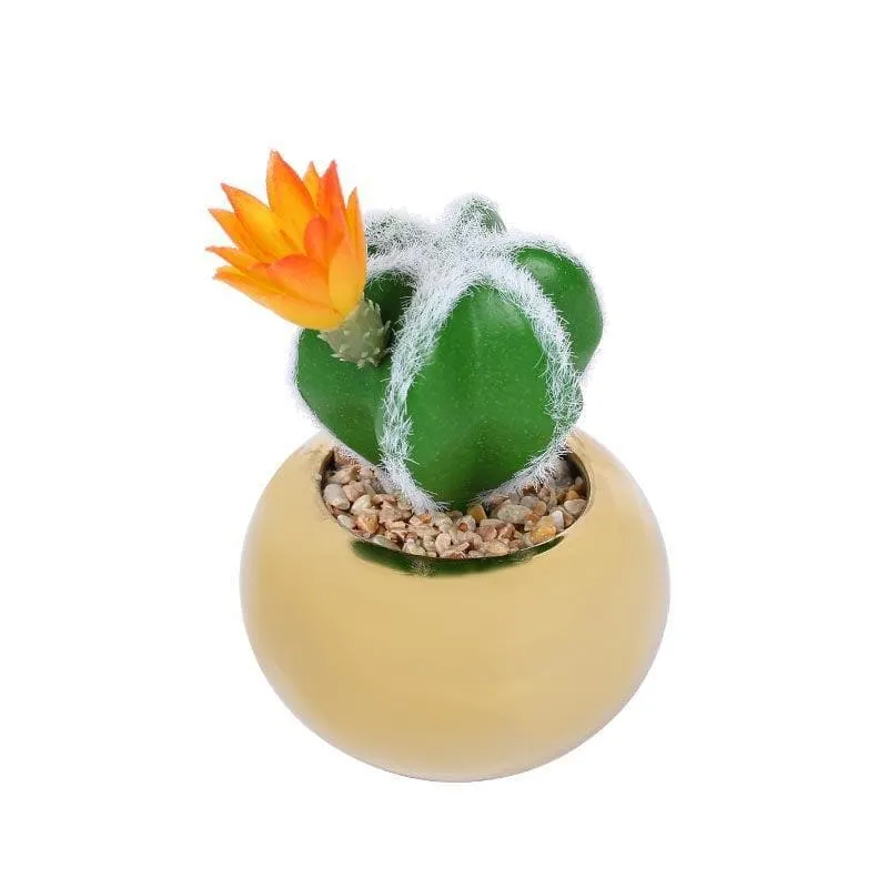 Faux Cacti In Round Ceramic Pot - 17 cms media 3