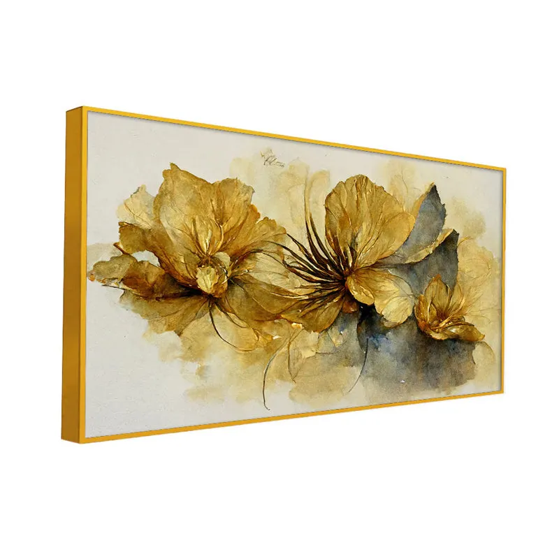 Petals De Oro Canvas Wall Painting With Frame - Gold media 3