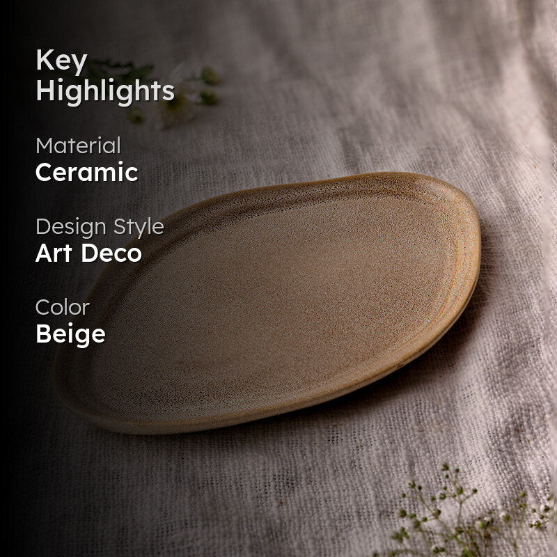 Cra By YFL Home Rustic Facet & Flow Ceramic Platter media 2