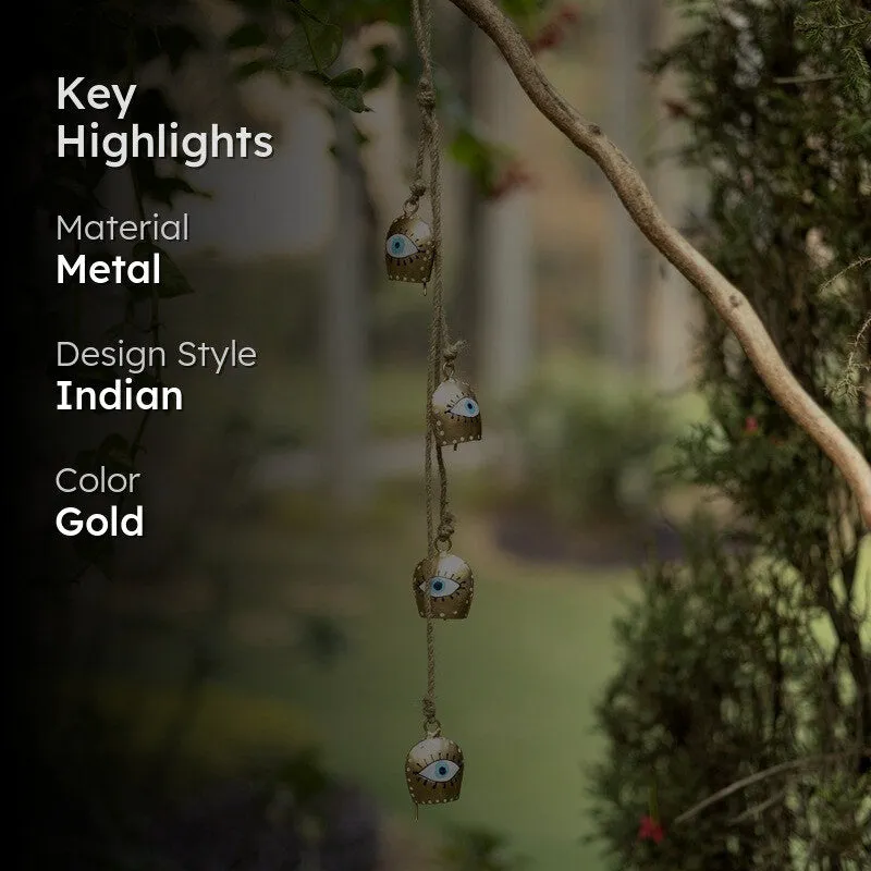 Golden Evel Eye Decorative Hanging Bell - Set Of Five media 2