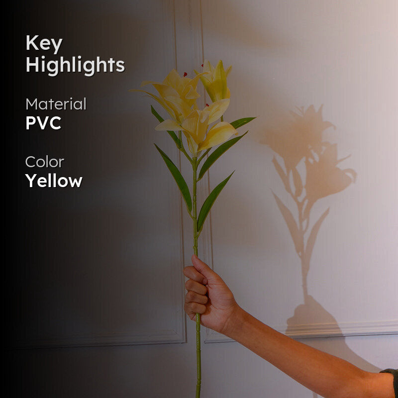 Faux Orienpet Lily Flower Stick (Yellow) - 24 CM media 2