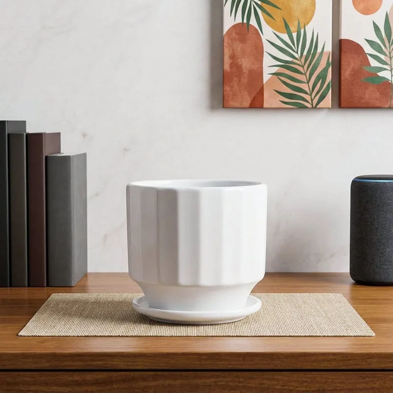 Lexie Ceramic Planter - White media 1