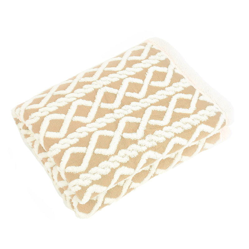 Oriella Geomatric Faux Fur Blanket (Beige)  - 210 GSM media 5