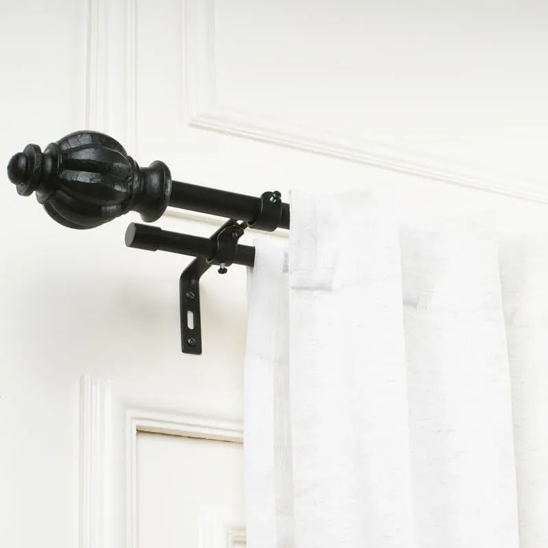 Minaret Duo Extendable 1" Double Curtain Rods With Oval Finial & Brackets media 3