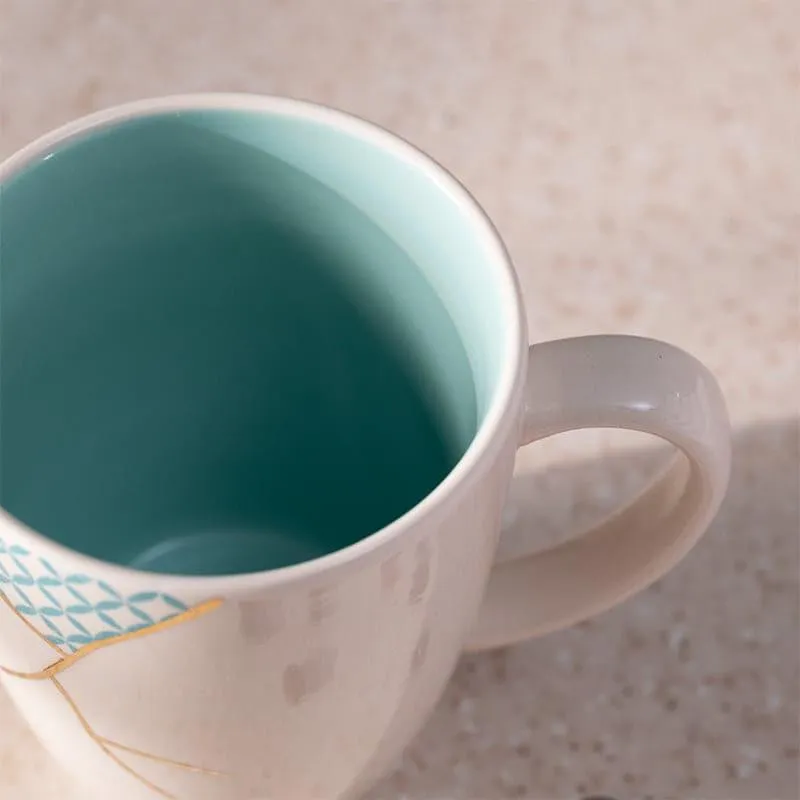 Wabi Porcelain Coffee Mug (295 mL) - Aqua,White media 4