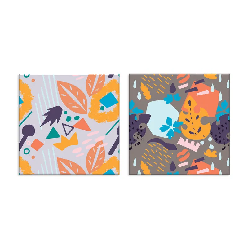Foliage In Form Canvas Wall Painting - Set Of Two media 7