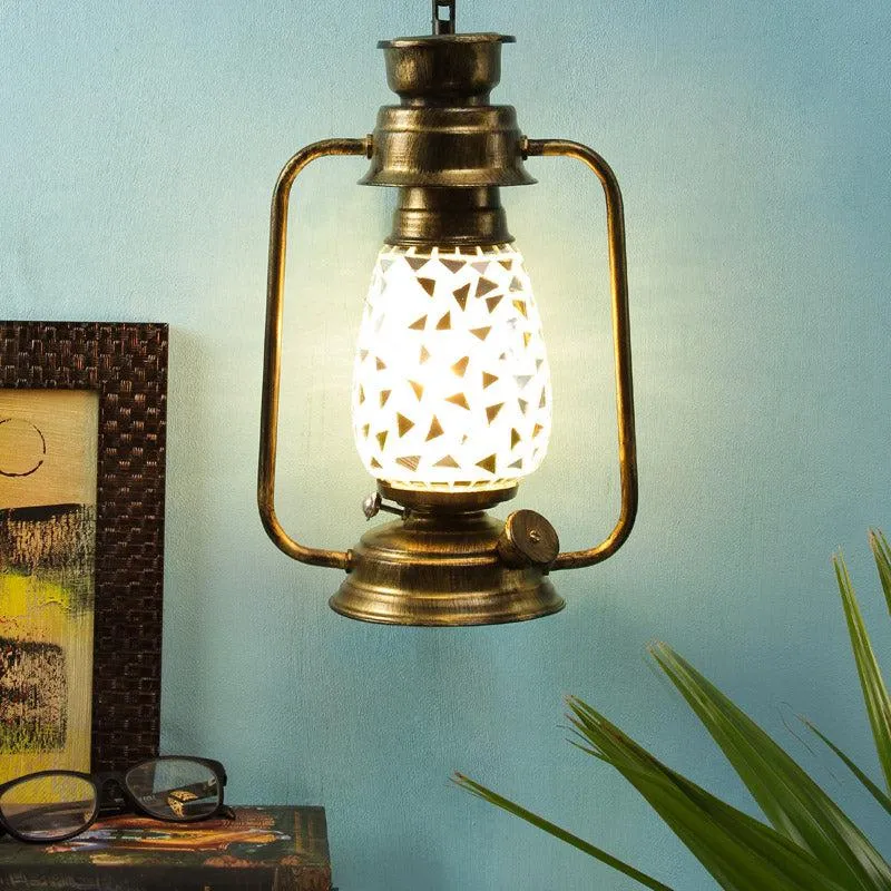 Dvija Mosaic Lantern Iron Wall Lamp - Gold media 1