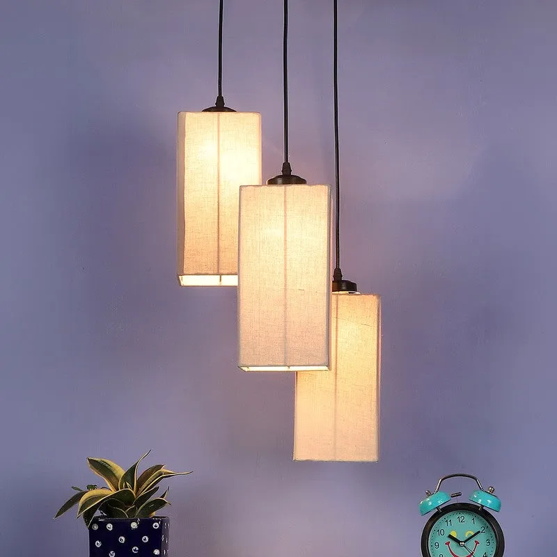 Warm Ivory Triple Metal Ceiling Lamp - Grey media 3