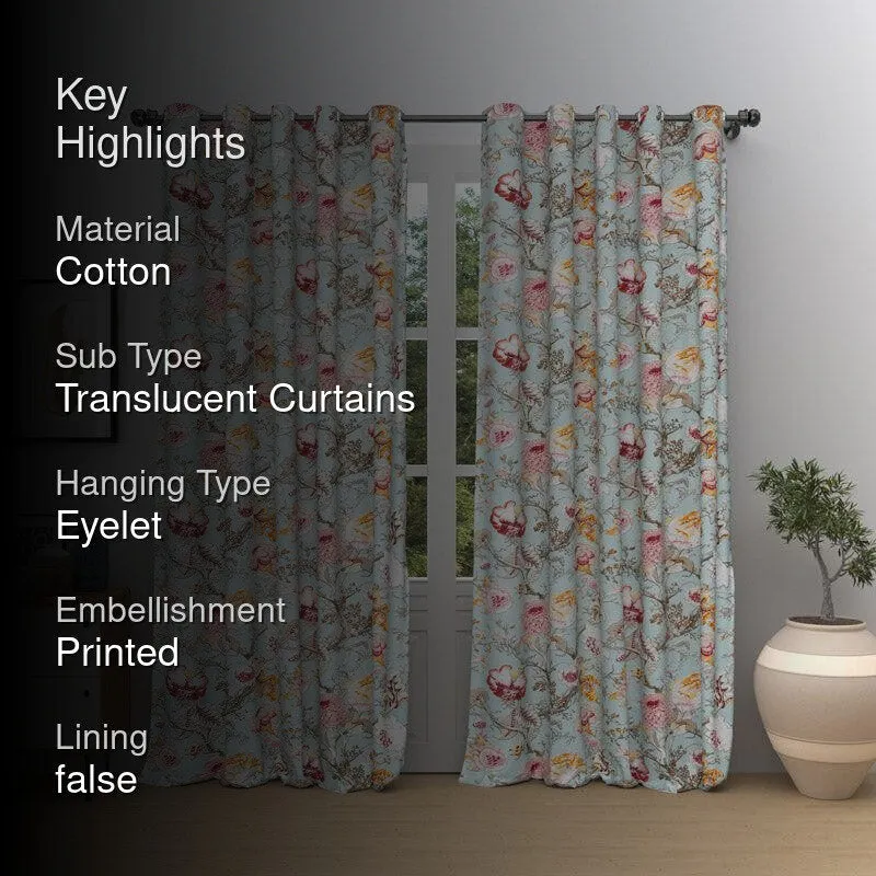 Mivaana Floral Curtain (Green) - Set Of Two media 2