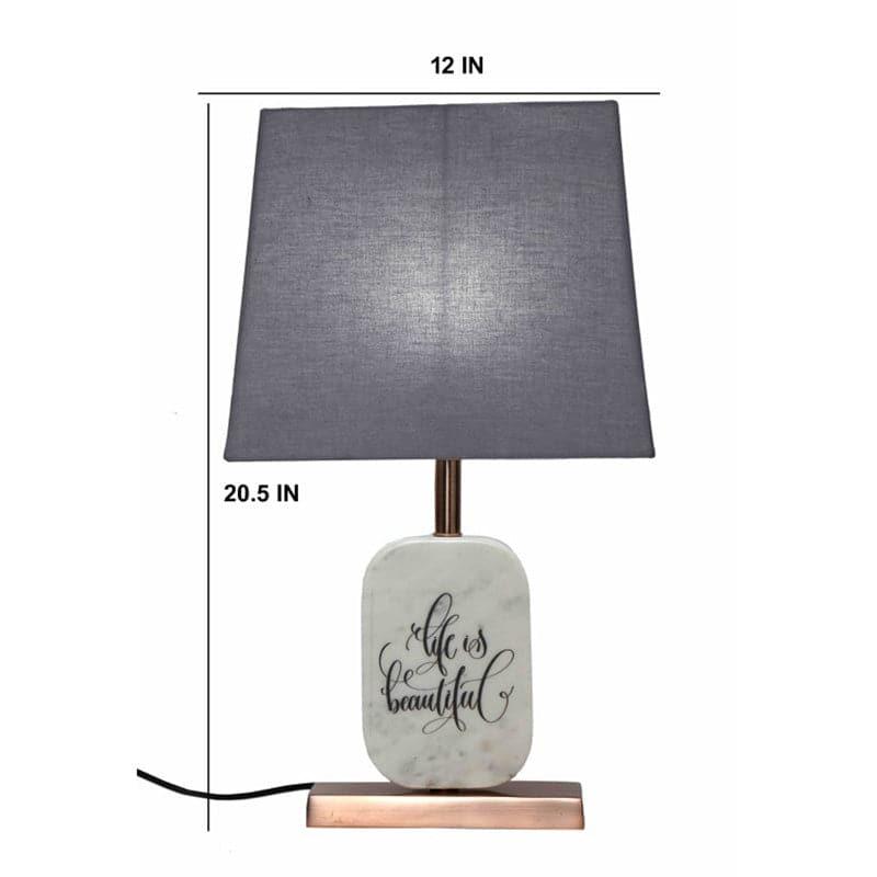 Life Light Printed Marble & Copper Base Fabric Table Lamp - Grey,White media 5