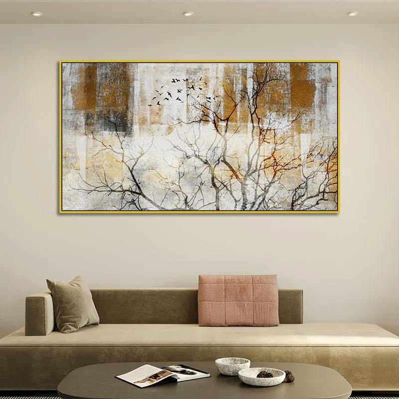 Desolation Of Autumn Floral Canvas Wall Painting With Frame - Gold media 3